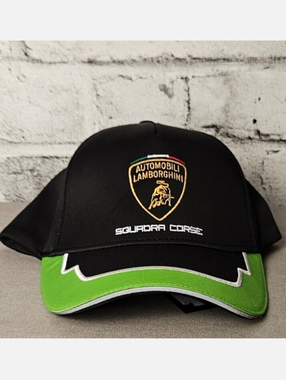 Lamborghini Squadra Corse Racing Cap Black Green Adjustable Hat